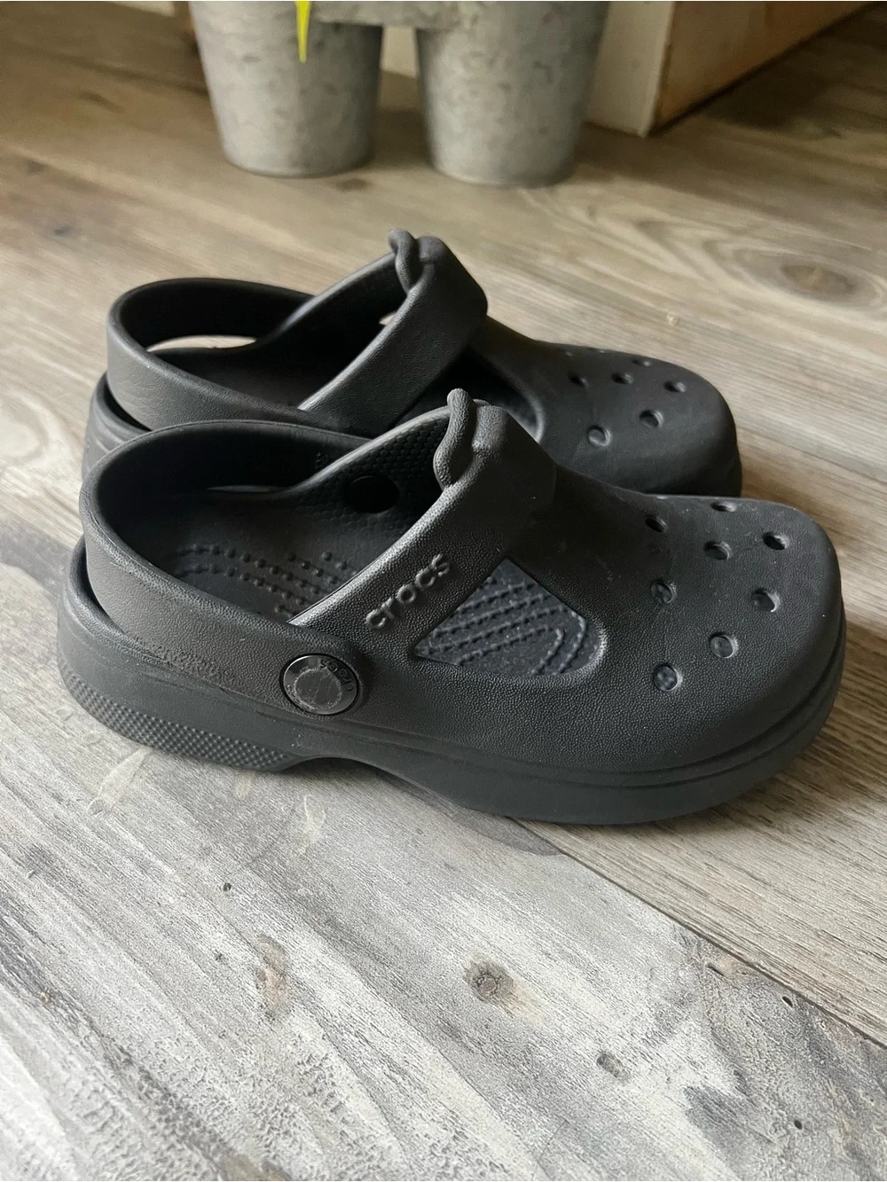 Kids Classic Crocs MaryJane Black Clogs